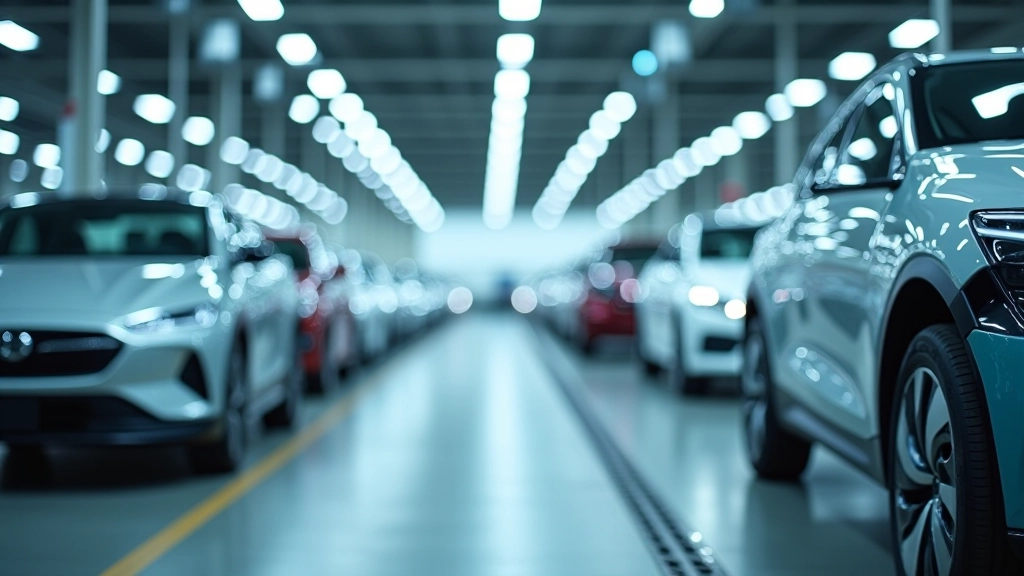 Průmyslový závod s moderními linkami pro výrobu elektromobilů a bateriových systémů